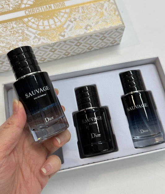 Dior Sauvage Gift Set (3x30ml) – Eau de Parfum, Elixir & Eau de Toilette | 100% Authentic | Men