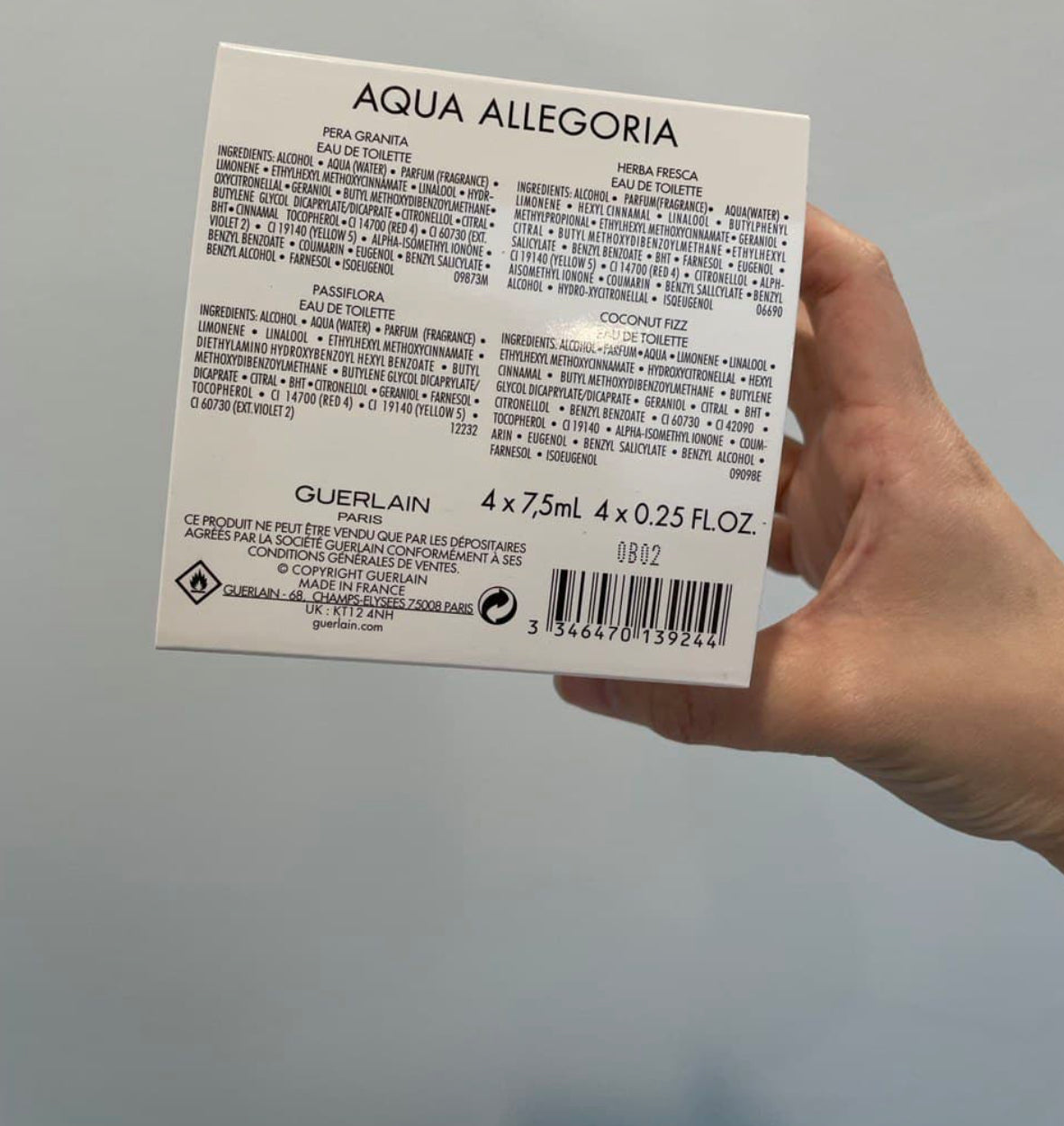 GUERLAIN PARIS AQUA
ALLEGORIA THE COLLECTION OF FRESH FRAGRANCES (4x7.5ML) SET