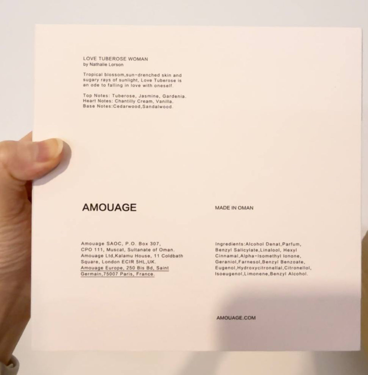 Amouage Love Tuberose Eau de Parfum (100ml) – 100% Authentic | Women’s Perfume