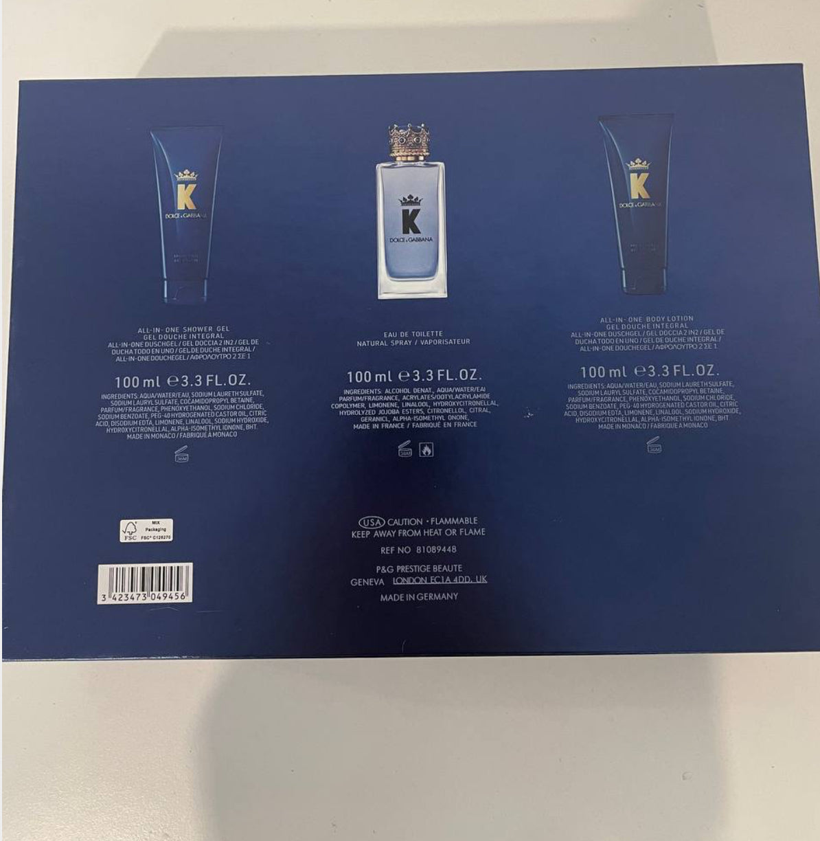 Dolce & Gabbana K Gift Set for Men (EDT 100ml + Body Wash + Body Lotion) – 100% Authentic